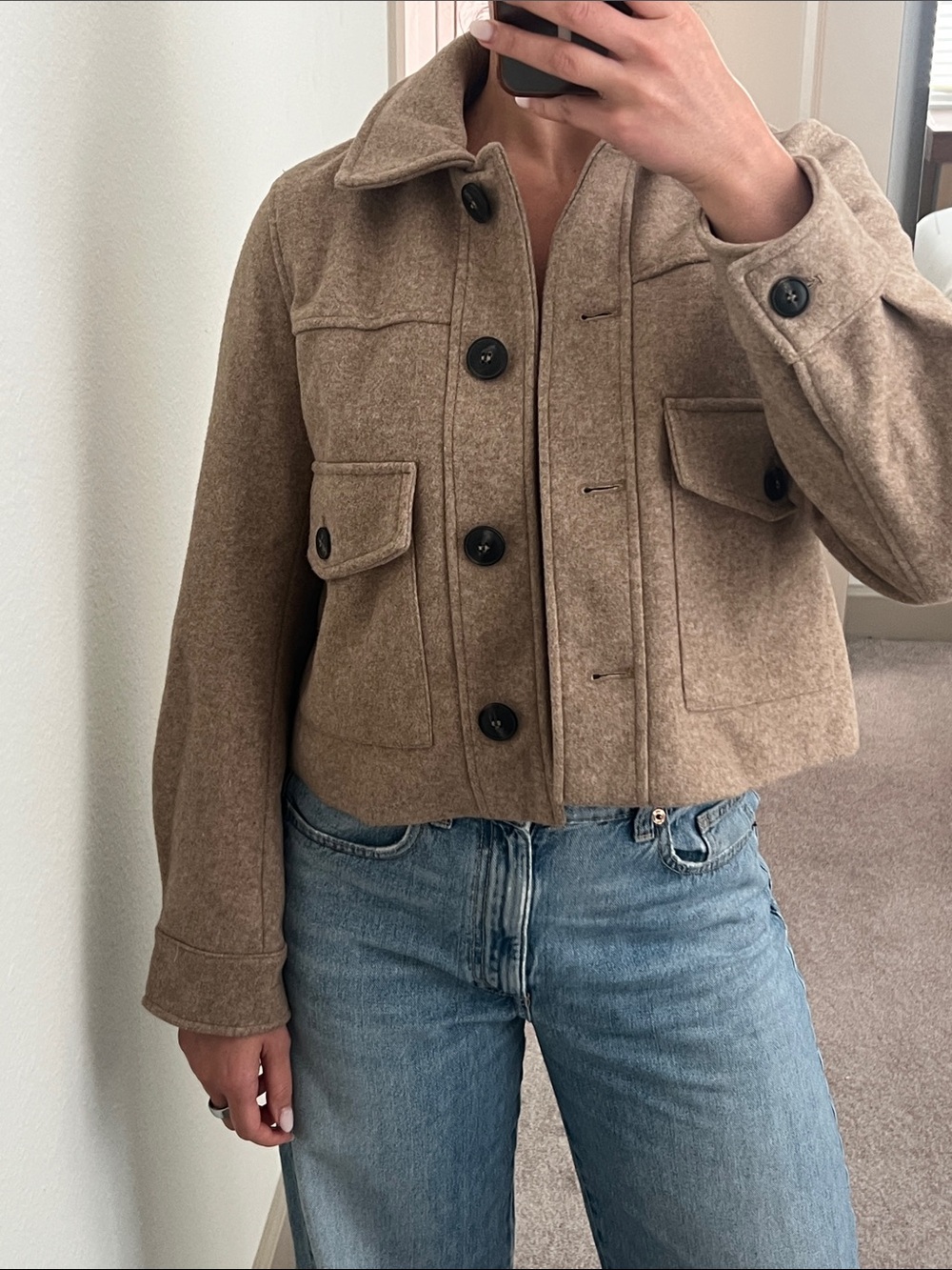 Zara Cropped Jacket in Taupe